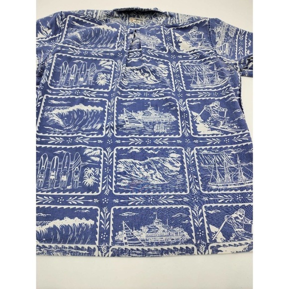 Reyn Spooner Hawaiian Reverse Print Gold Label 70s Rare 3 Button Shirt Size L - Picture 5 of 12